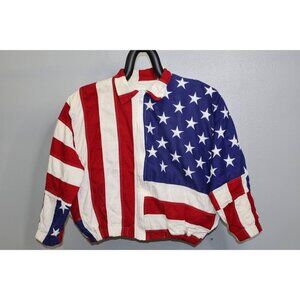 Vtg 80s Limited Edition USA Flag Jacket Men’s S Stars Stripes Bomber Made USA